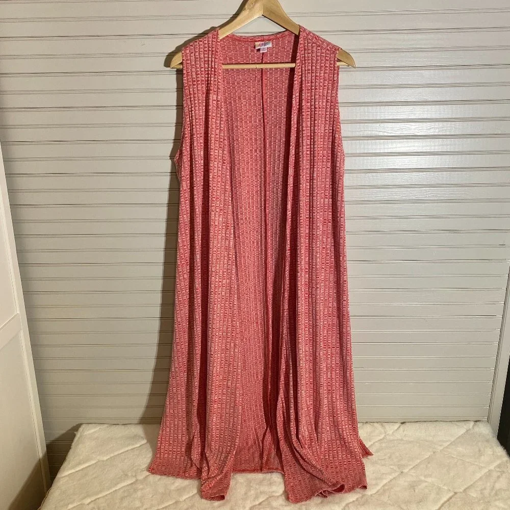 Lula Roe Size M Red Ribbed Duster - Picture 2 of 6